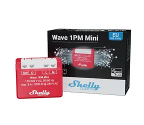 Shelly Wave 1PM Mini LR / spínací modul s meraním spotreby 1x 8A / Z-Wave