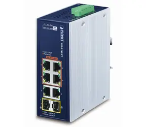 Planet IGS-824UPT / Switch priemyselný / 6x 1Gb RJ-45 / 2x 1Gb SFP / 4X PoE 802.3bt / IP30