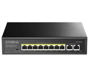 Strong SW8010POE+ / Switch / 8x GbE RJ-45 / 2x GbE RJ-45 Uplink / PoE+ 802.3 AF/at / 20Gbps