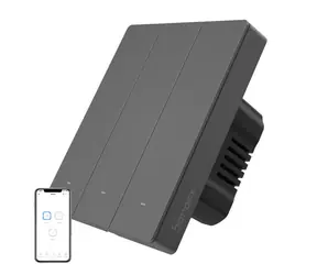 Sonoff SwitchMan Chytrý Nástenný Vypínač M5 Matter Tmavo šedá / 3-tlačidlo / 80 mm