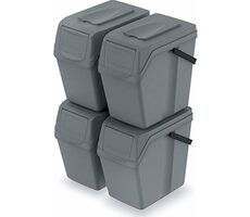 PROSPERPLAST Sada odpadkových košov SORTIBOX II 4ks sivá / 4x 25l