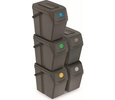 PROSPERPLAST Sada odpadkových košov SORTIBOX II 5ks sivá / 5x 25l