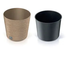 Prosperplast FÚRU ROUND LOW ECO WOOD 25 cm naturo / Kvetináč  