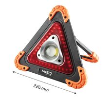 Neo Tools 99-076 / Prenosný trojuholníkový LED reflektor z plast-nylon / 10W / 4xAA / 3 režimy svietenia
