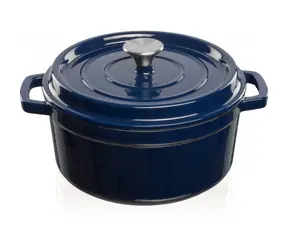 Grand feu Hrniec s vekom liatina/smalt 3,5l tmavomodrý