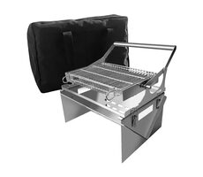 UG Grill Skladací nerezový gril s otočným klietkovým roštom a prepravnou taškou