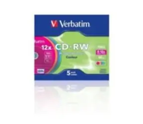 Verbatim 5ks CD-RW 700MB 8-12x / farebné / SlimCase