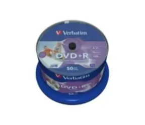 Verbatim 50ks DVD+ R 4.7GB 16x (Wide Injekt Printable) / Spindl