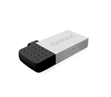 Transcend JetFlash 380S 16GB Flash Disk / 16GB / USB 2.0 + microUSB / OTG / kov / strieborná