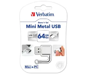 Verbatim Store 'n' Go Mini Metal 64GB strieborná / Flash Disk / USB 3.0 / čítanie: 60MBs / zápis: 12MBs