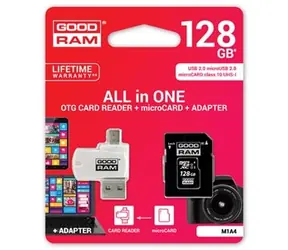 GOODRAM All-In-One 128GB / sada micro SDXC + adaptér + čítačka kariet / UHS-I / čítanie: 60MBs / zápis: 10 MBs