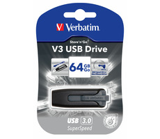 Verbatim Store &#39;n&#39; Go V3 64GB čierna / Flash Disk / USB 3.0 / čítanie: 80MBs / zápis: 25MBs