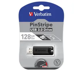 Verbatim Store 'n' Go PinStripe 128GB čierna / Flash Disk / USB 3.0 / čítanie: 30MBs / zápis: 10MBs