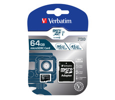 Verbatim microSDXC Pre 64GB + Adaptér / Pamäťová karta / UHS-I (U3) / Class 10 / až 90MBs