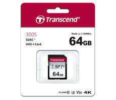 Transcend 300S SDXC 64GB / UHS-I / U3 / V30 / R: 95 / W: 25MBs