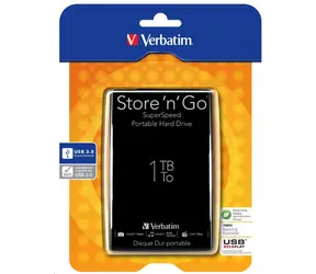 Verbatim Store'n'Go 1TB / 5400ot. / 2.5" / 8MB Cache / USB 3.0 / Čierny / Externý / dopredaj