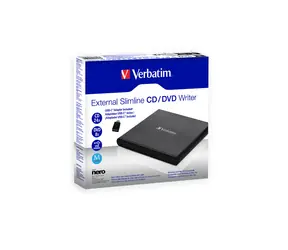 VERBATIM Slimline externá napaľovačka CD-DVD čierna /USB 2.0/ so softvérom Nero Burn &amp; Archive
