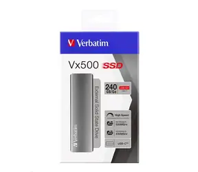 Verbatim Store 'n' Go GEN2 Vx500 240GB strieborná / Externý SSD / 2.5"/ USB 3.1 Gen 2 / čítanie: 500MBs / zápis: 430MBs