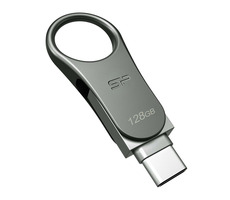 Silicon Power OTG Mobile C80 128GB strieborná / Flash Disk / USB 3.1 / microUSB adaptér