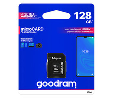 Goodram microSDXC 128GB + adaptér / Class 10 / UHS-I U1 / R: 100 MBs / W: 10 MBs