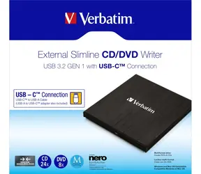 Verbatim externá mechanika DVD-RW Rewriter čierna / USB-C
