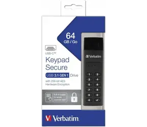 Verbatim Keypad Secure Drive 64 GB / USB C 3.2 Gen 1 / R: 160 MBs / W: 140 MBs