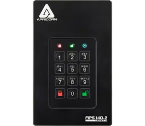 Apricorn Aegis Fortress L3 2TB čierna / Externý HDD / 2.5" / šifrovanie 256bit AES / USB 3.0 / FIPS 140-2 úroveň 3