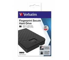 Verbatim Fingerprint Secure HDD 2TB čierna / Externý HDD / 2.5&quot; SATA / USB-C 3.1 Gen 1 / odtlačok prsta / šifrovanie