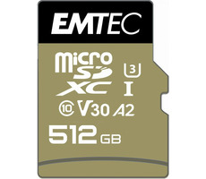 EMTEC SpeedIN Pre microSDXC 512GB + adaptér / Class 10 / UHS-I / U3 / A2 / V30 / čítanie 95MBs / zápis 80MBs