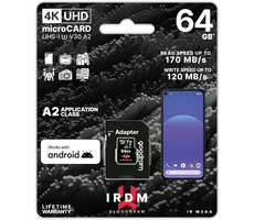 GOODRAM IRDM M2AA microSDXC 64GB + SD adaptér / Class 10 / UHS I / U3 / A2 / V30 / R: až 170 MBps / W: až 120 MBps