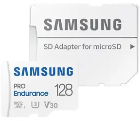 SAMSUNG PRO Endurance microSDXC 128GB + SD adaptér / Class 10 / UHS-I / U3 / čítanie: 100MBs / zápis: 40MBs