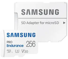 SAMSUNG PRO Endurance microSDXC 256GB + SD adaptér / Class 10 / UHS-I / U3 / čítanie: 100MBs / zápis: 40MBs