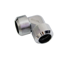 Alphacool Eiszapfen 16mm kompresné šróbenie HardTube 90 ° L-konektor pre mosadzné &amp; Acryl rúrky chrómová