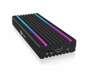 Icy Box IB-1824ML-C31 čierna / Externý box pre 1x NVMe s LED prúžkami / USB 3.1 Type C &amp; A