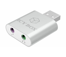 Icy Box IB-AC527 čierna / 3.5 mm stereo výstup / 3.5 mm mikrofón vstup / USB 2.0