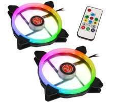 RAIJINTEK Iris 14 Rainbow RGB-2 čierna / 2x140 mm / 30.8 dB @ 1500 RPM / 61 CFM / RGB / 4-pin PWM