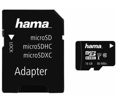 Hama 124138 microSDHC 16 GB / Class 10 / 80 MB/s / Adapter/Mobile