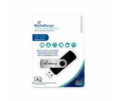 MediaRange MR931-2 USB-Stick 16GB strieborná / USB 2.0 Type A / Rýchlosť čítania 15 MB/s / Rýchlosť zápisu 5 MB/s / Hliník