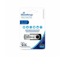MediaRange MR910 USB-Stick 16GB strieborná / USB 2.0 Type A / Rýchlosť čítania 17 MB/s / Rýchlosť zápisu 6 MB/s / Hliník
