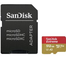 SanDisk Extreme microSDXC 512GB + adaptér / Class 10 / UHS-I / čítanie: až 190MBs