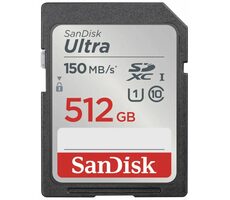 SanDisk Ultra SDXC 512GB / Class 10 / rýchlosť prenosu 150 MB/s / vhodné pre FullHD