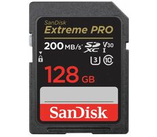 SanDisk Extreme PRO SDXC 128GB / Class 10 / rýchlosť prenosu 200 MB/s / vhodné pre 4K