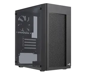 AeroCool Hexform čierna / PC skriňa / Micro ATX / 1x USB 3.0 / 2x USB 2.0 / Bez zdroja / priehľadná bočnica
