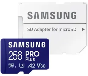 SAMSUNG PRO Plus microSDXC 256 GB + SD adaptér / UHS-1 / Class 10 / U3 / Čítanie: 180MBps / Zápis: 130MBps