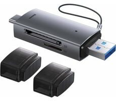 Baseus WKQX060113 Lite Series Čítačka pamäťových kariet sivá / SD/TF / USB / USB-C 