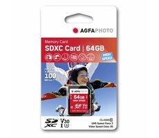 AGFAPHOTO SDXC High Speed ??Card 64GB / R:100 MB/s / W:50 MB/s / Class 10