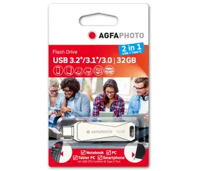 AGFAPHOTO USB 3.0 32GB strieborná / Flash Disk / USB-C 3.0