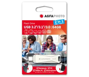 AGFAPHOTO USB 3.0 64GB strieborná / Flash Disk / USB-C 3.0