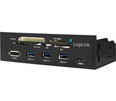 LogiLink UA0341 čierna / 5.25&quot; USB Hub a čítačka kariet / 3x USB-A / 1x USB-C / 1x eSATA 