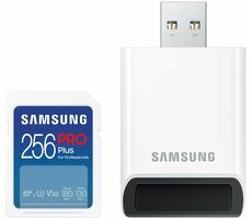 Samsung SDXC PRO PLUS 256GB + USB adaptér / UHS-1 / Class 10 / U3 / Čítanie: 180MBps / Zápis: 130MBps